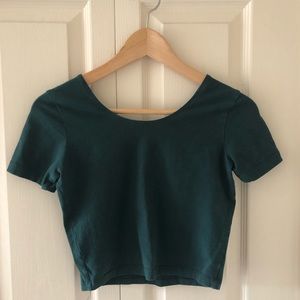 American Apparel Navy Green Crop Top